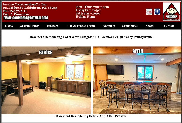 Basement Remodeling Contractor Lehighton Lehigh Valley Poconos PA Service Construction Co Inc